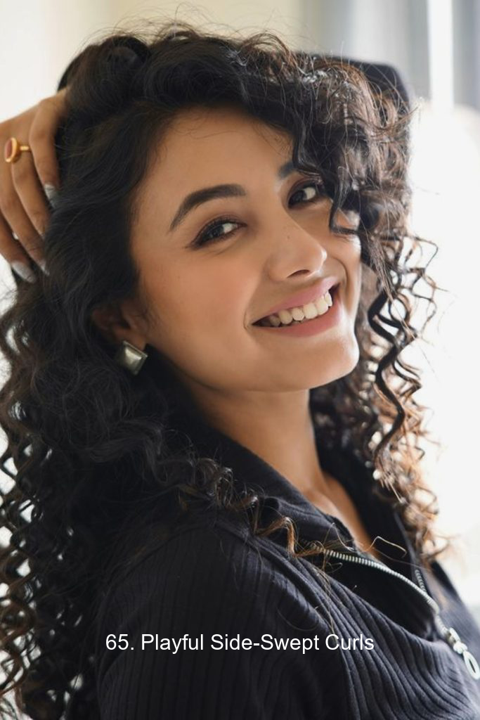 65. Playful Side-Swept Curls