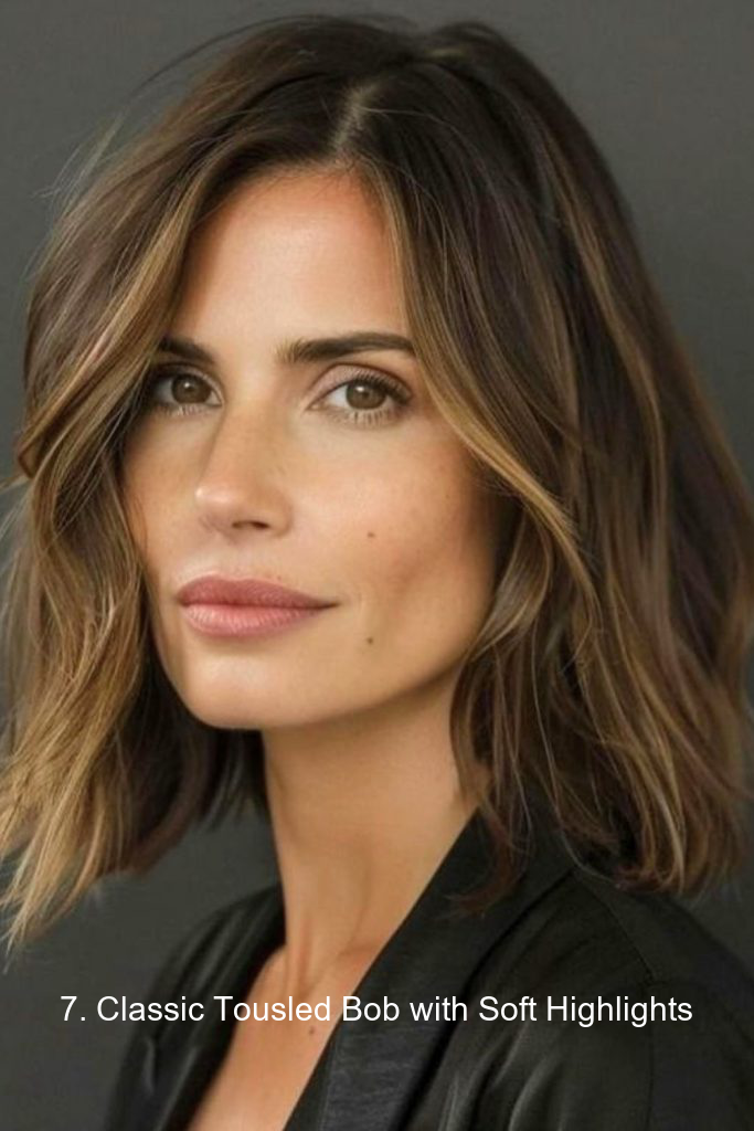 7. Classic Tousled Bob with Soft Highlights