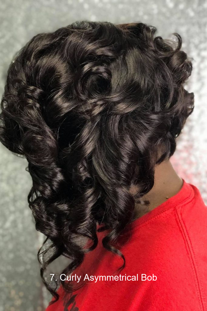 7. Curly Asymmetrical Bob