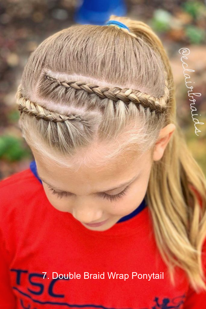 7. Double Braid Wrap Ponytail