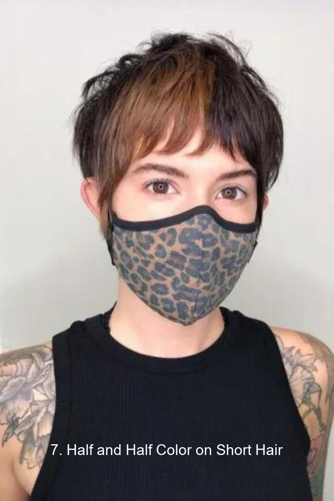 7. Half and Half Color on Short Hair
