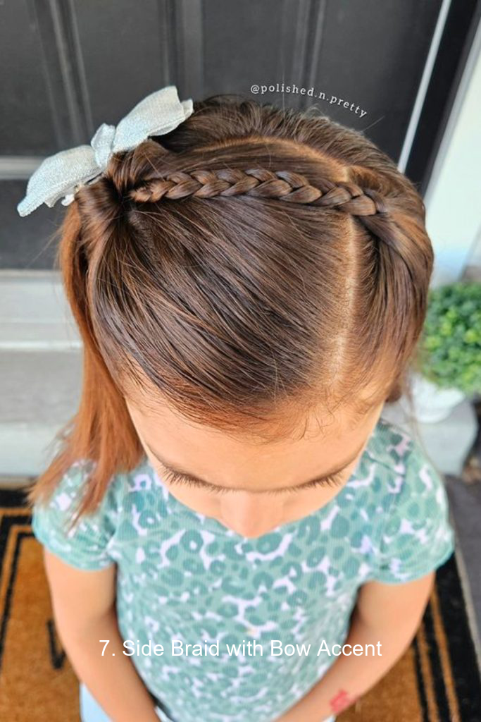 7. Side Braid with Bow Accent