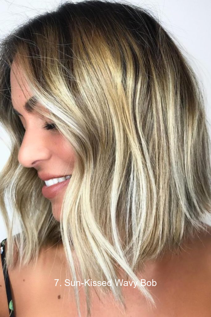 7. Sun-Kissed Wavy Bob