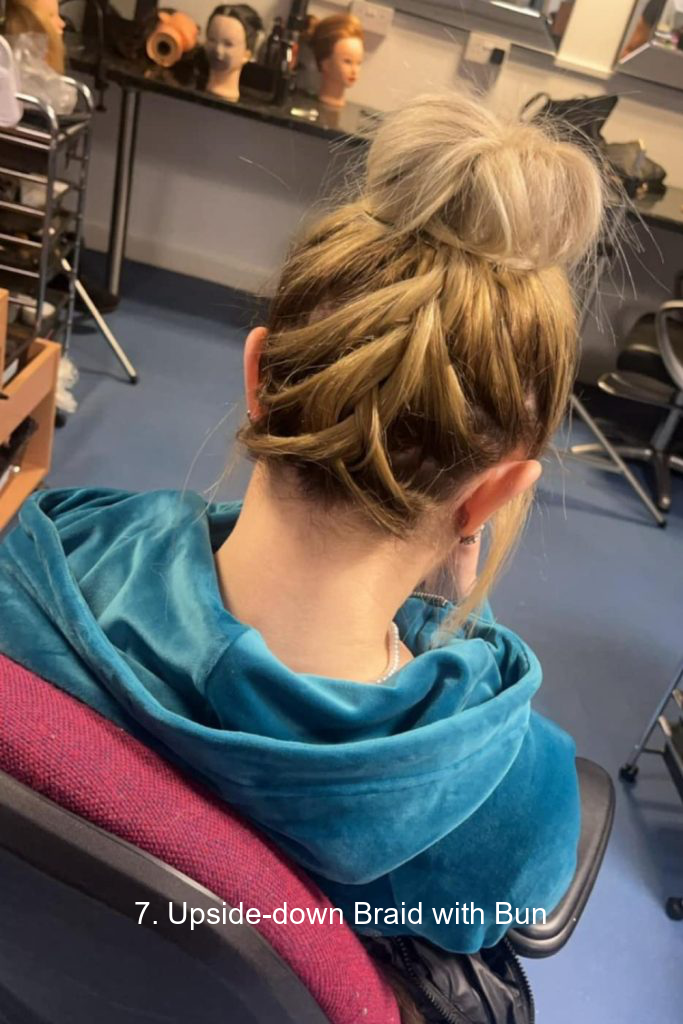 7. Upside-down Braid with Bun