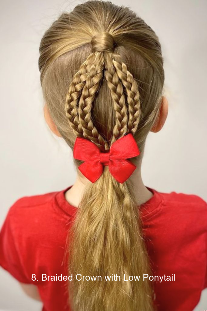 8. Braided Crown with Low Ponytail