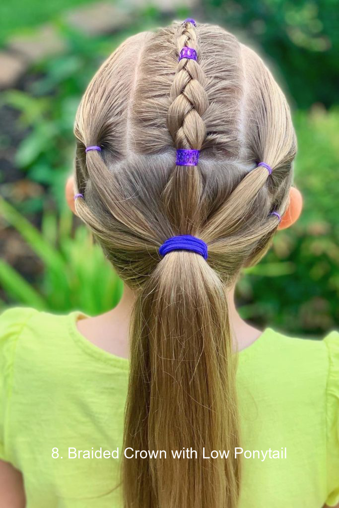 8. Braided Crown with Low Ponytail
