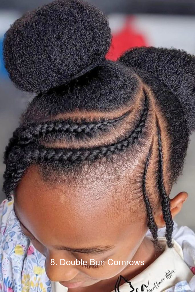 8. Double Bun Cornrows
