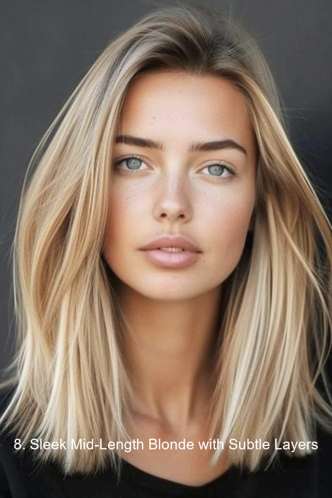 8. Sleek Mid-Length Blonde with Subtle Layers