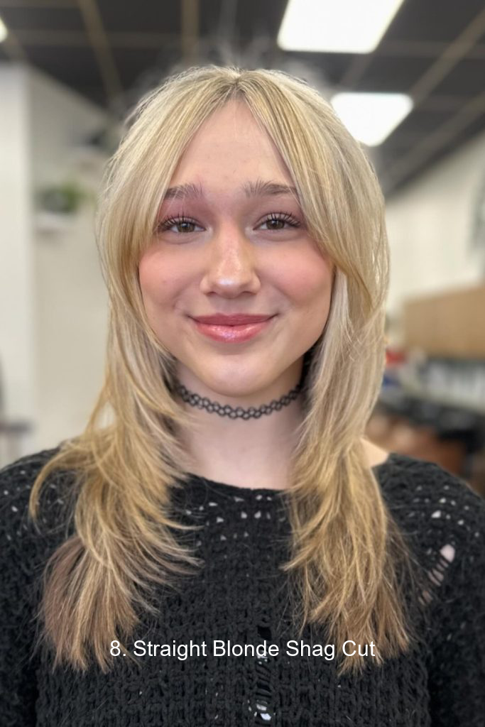 8. Straight Blonde Shag Cut