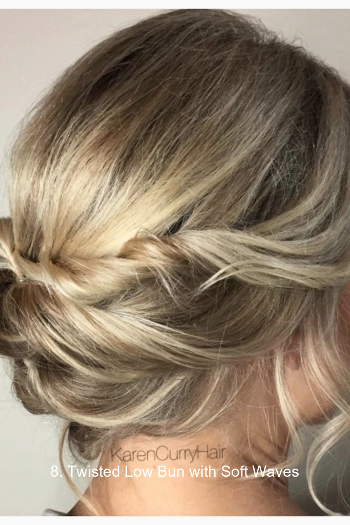 8. Twisted Low Bun with Soft Waves