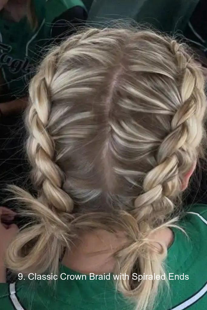 9. Classic Crown Braid with Spiraled Ends