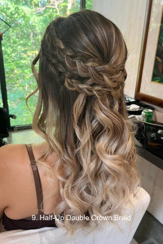 9. Half-Up Double Crown Braid