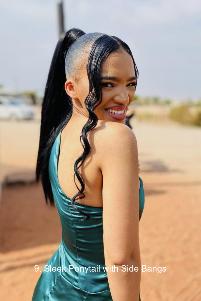 9. Sleek Ponytail with Side Bangs